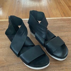 Eileen Fisher Black Leather Sport Sandals Size 10
